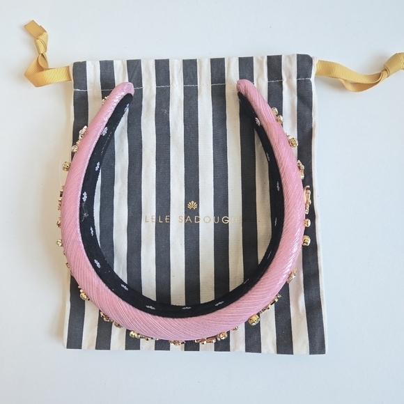 New Lele Sadoughi Zodiac Libra Alice Hand Embellished Rose Gold Lurex Headband main image 10